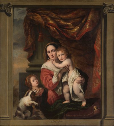 Portrait of Johanna de Geer with Her Two Children Cecilia and Laurens by Ferdinand Bol